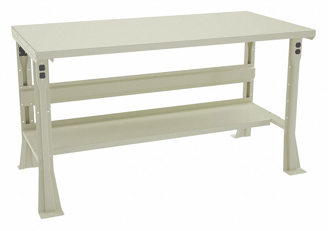 Workbench: Fixed Ht, Steel, 60 in x 30 in, 2, 500 lb Overall Load Capacity, Beige