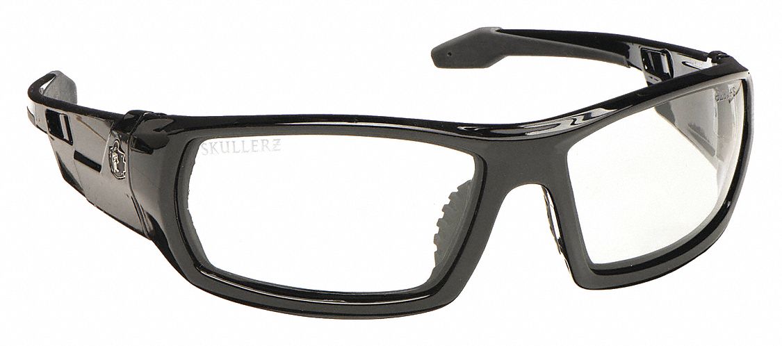 SKULLERZ BY ERGODYNE Safety Glasses: Polarized, Traditional Frame,  Full-Frame, Light Gray, Black