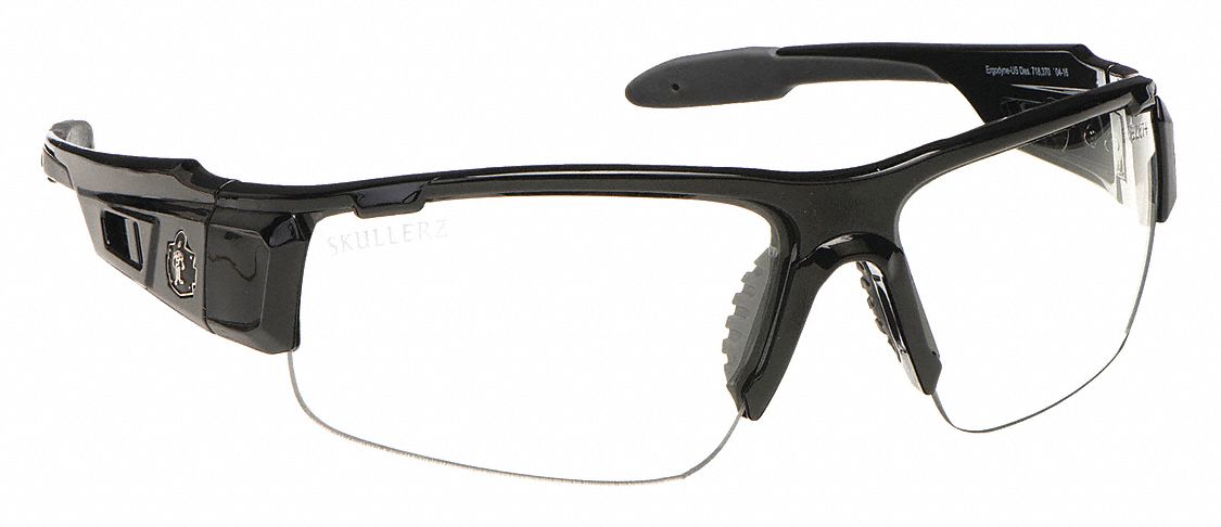 LUNETTES DE SÉCURITÉ, DEMI-MONTURE, LAME, NYLON/PC, ANTIBUÉE, NOIR/TRNSP, CSA, UV, M, UNISEXE