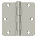 3 1/2 in x 1 3/4 in Butt Hinge with Satin Nickel Finish, Full Mortise Mounting, Rounded Corners