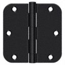 3 1/2 in x 1 3/4 in Butt Hinge with Flat Black Finish, Full Mortise Mounting, Rounded Corners