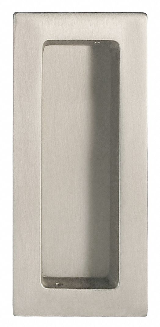 Flush Pull: Sliding Door, Solid Brass, Satin Nickel, 1/2 in Lg (In.), 1 3/4 in Wd (In.)