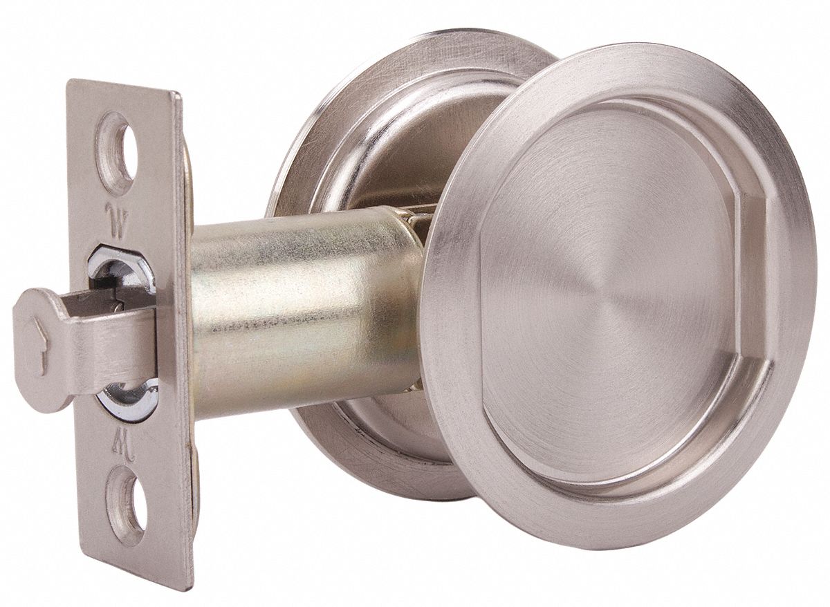 WESLOCK Pocket Door Lock, Sliding Door, Steel, Satin Nickel, 2 1/8 in