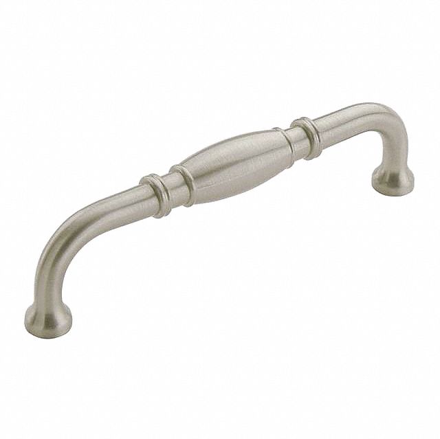 Pull Handle: Threaded Holes, Zinc, Satin Nickel, 5 1/16 in Mounting Hole Center to Center