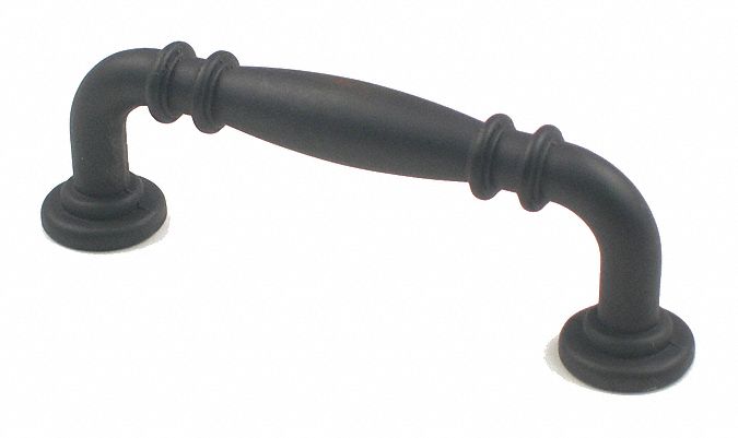 Double Knuckle Pull Handle: Threaded Holes, Zinc, Oil Rubbed Bronze, 1 1/4 in Projection