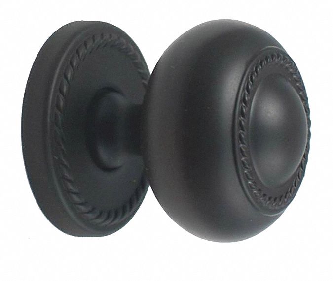 Cabinet Knob: Round, Zinc, Oil Rubbed Bronze, 1 1/8 in Projection, 1 1/4 in Dia