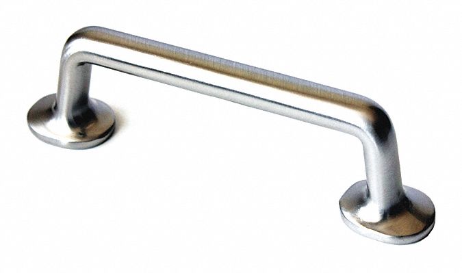 Pull Handle: Threaded Holes, Zinc, Satin Nickel, 4 in Mounting Hole Center to Center