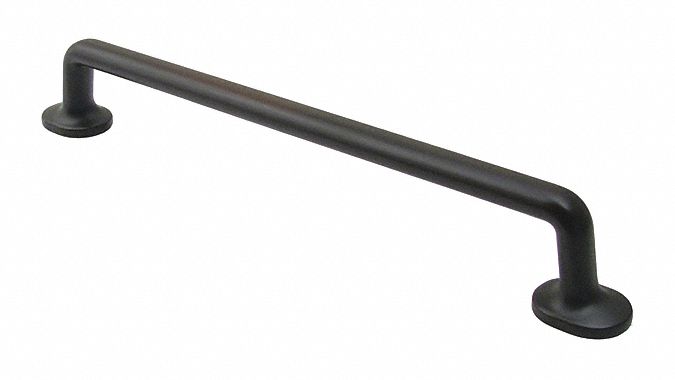 Pull Handle: Threaded Holes, Zinc, Oil Rubbed Bronze, 1 1/2 in Projection, 1/2 in