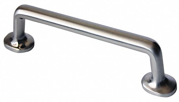 Pull Handle: Threaded Holes, Zinc, Satin Nickel, 5 in Mounting Hole Center to Center