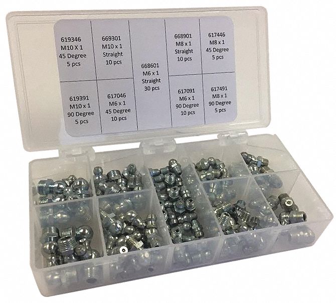 GREASE FITTING KIT,METRIC TYPE,90 PIECES