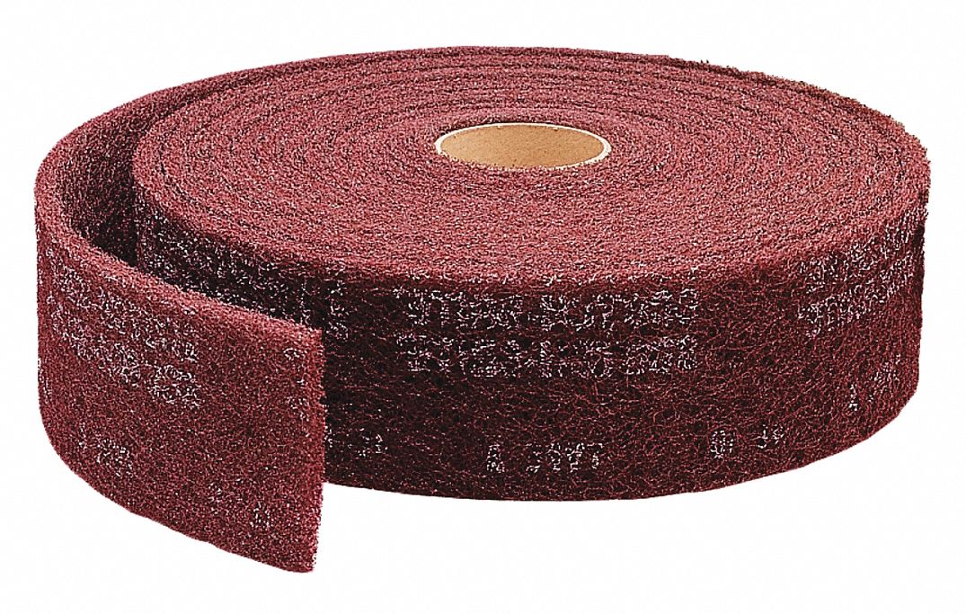 Surface Conditioning Roll: 12 in W x 30 ft L, Aluminum Oxide, Very Fine, Maroon, CF-RL