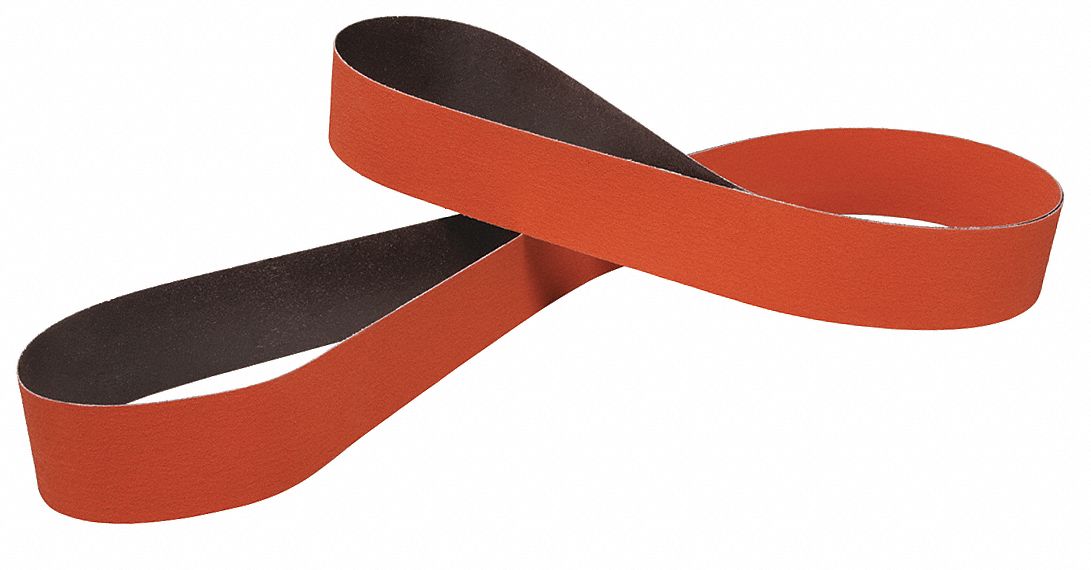 Sanding Belt: 1 in W x 18 in L, Ceramic, P120 Grit, YF Wt Polyester Backing, 777F