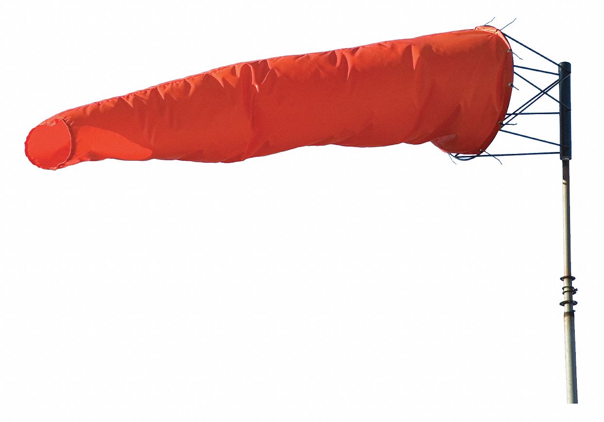 Replacement Windsock: Nylon, 60 in Lg, 18 in Throat Dia, Orange, Windsock Only