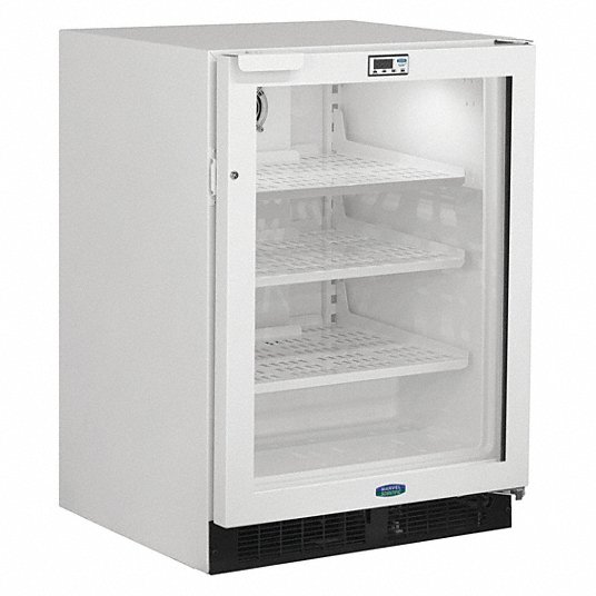 Refrigerator: 5.3 cu ft Refrigerator Capacity, 33 3/4 in Overall Ht, White