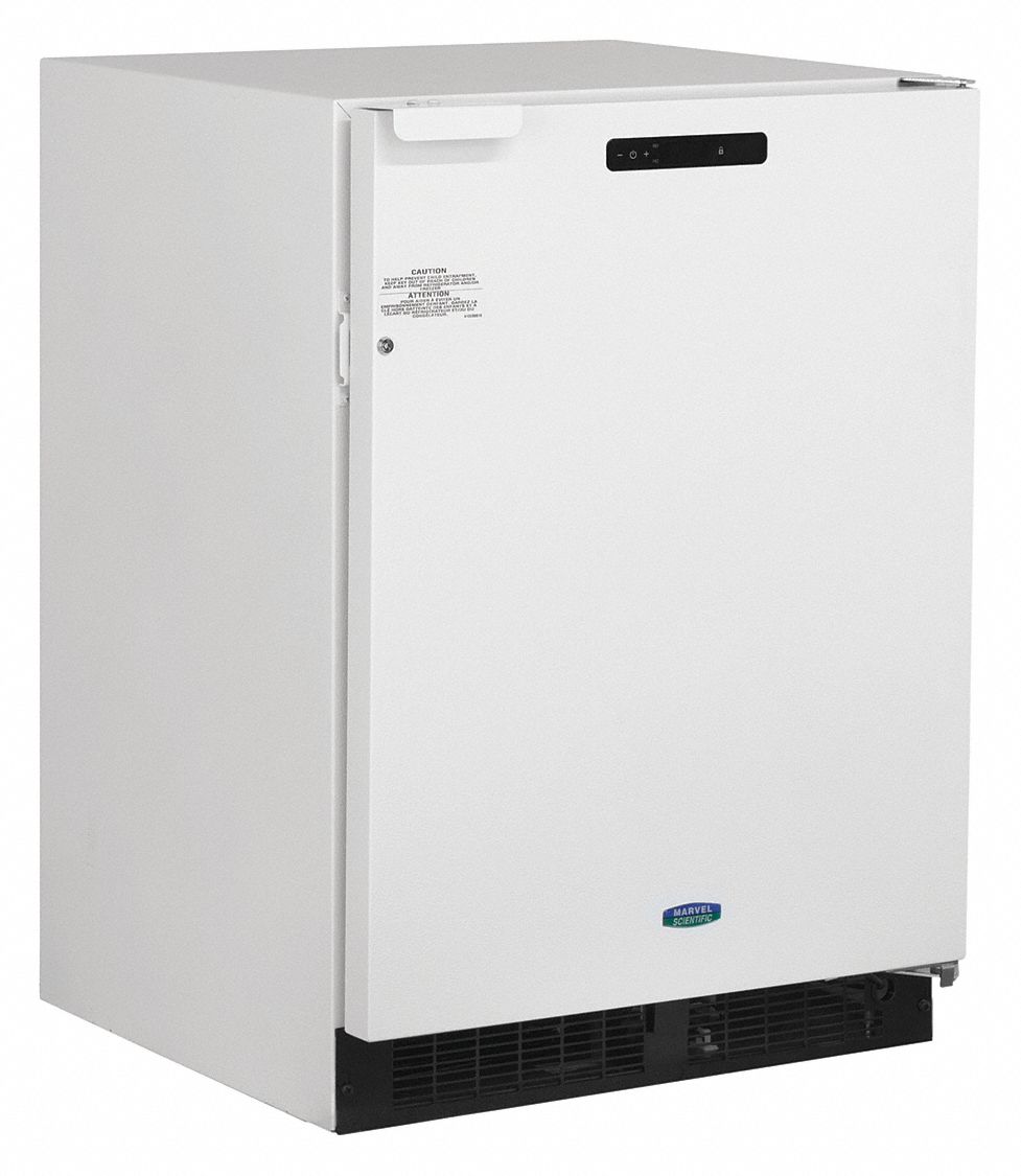 Refrigerator and Freezer: 3.8 cu ft Refrigerator Capacity, 33 3/4 in Overall Ht