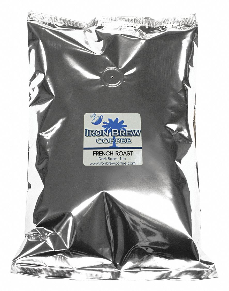 Coffee: Caffeinated, French Roast, Pouch, 1 lb Pack Wt, 1 lb Net Wt