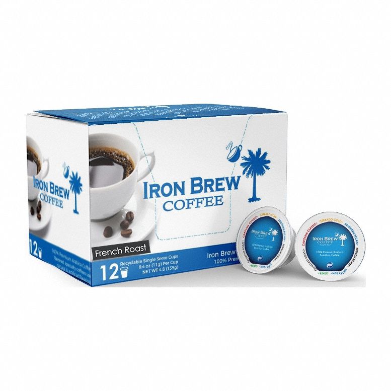 IRON BREW C-1CT-12FRSS Coffee,French Roast,Caff,Ground,PK12 52WR60