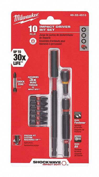 IMPACT DRIVER BIT SET,1/4IN SHANK SIZE