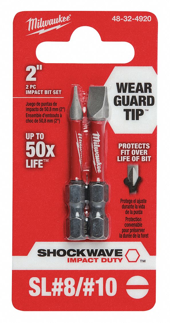 POWER BIT,1/4IN SHANK SIZE,2IN BIT L,PK2