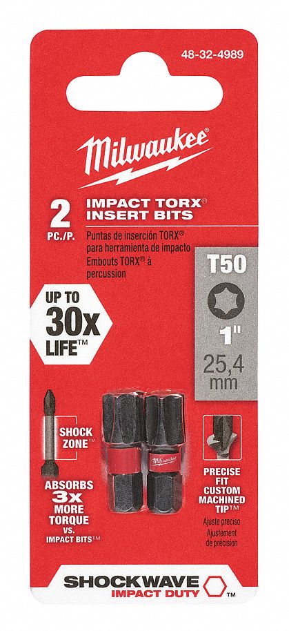 INSERT BIT,1/4" SHANK SIZE,1" BIT L,PK2