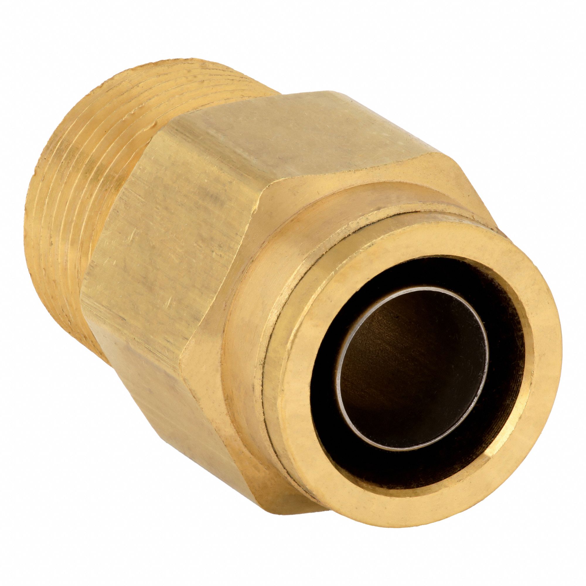 Push-Fit Adapter Fitting: 3/4 in OD x 3/4 in Pipe Fitting Size, Push-to-Connect x MNPT, Brass