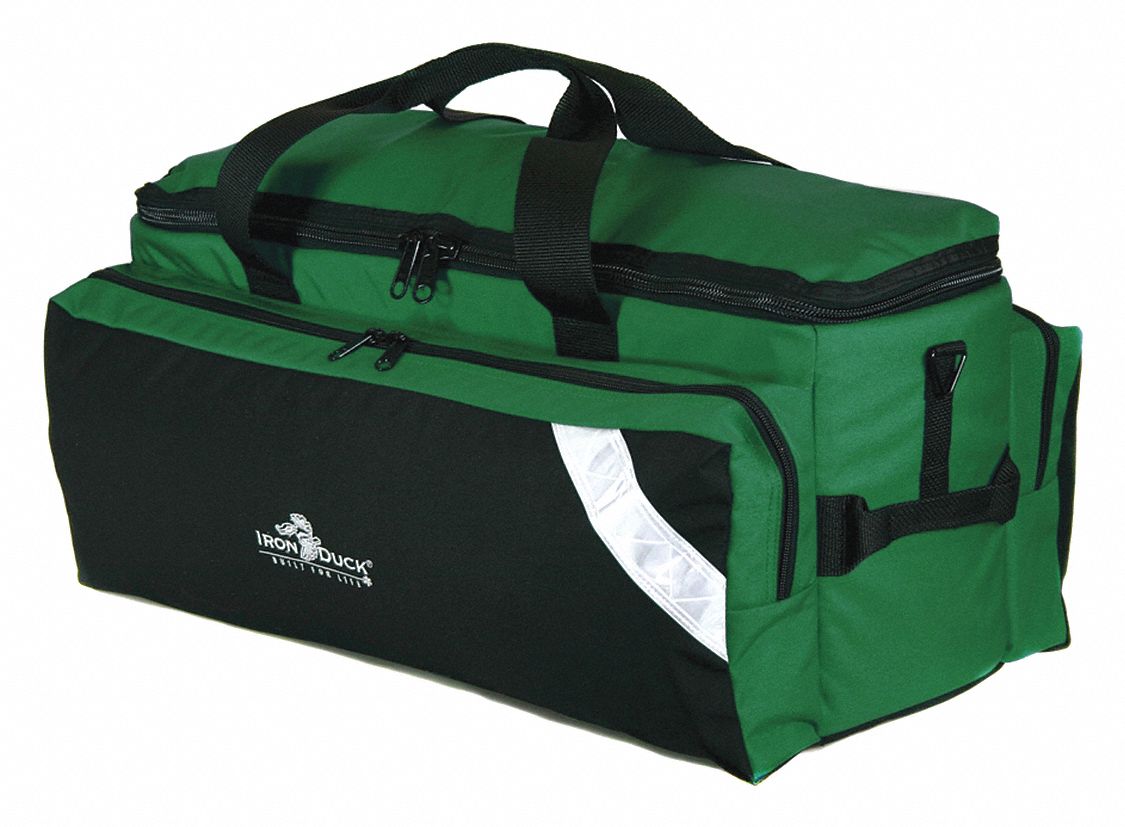 Oxygen Bag: 27 in L x 13 in W x 11 in H, Zipper, Green, Nylon