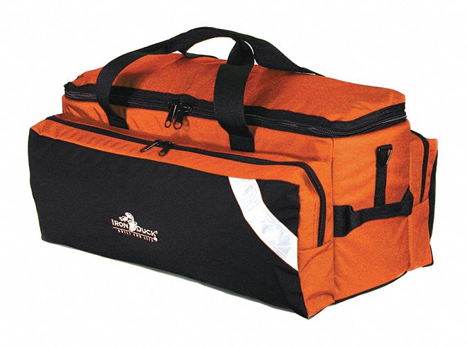 Oxygen Bag: 27 in L x 13 in W x 11 in H, Zipper, Orange, Nylon