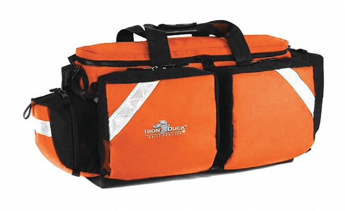 Oxygen Bag: 29 in L x 13 in W x 12 in H, Zipper, Orange, Nylon