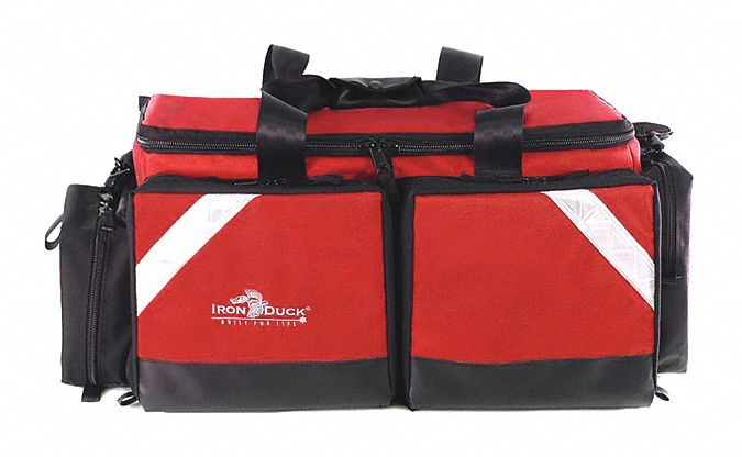 Oxygen Bag: 29 in L x 13 in W x 12 in H, Zipper, Red, Nylon