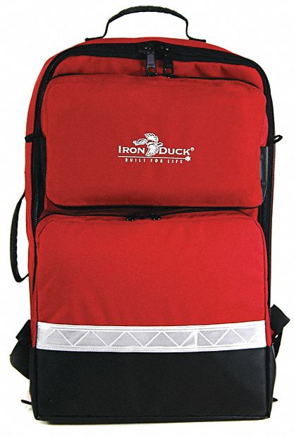 Trauma Bag: 21 in L x 14 in W x 8 in H, Nylon, Red, 11-20 in/30+ in, 0-10 in