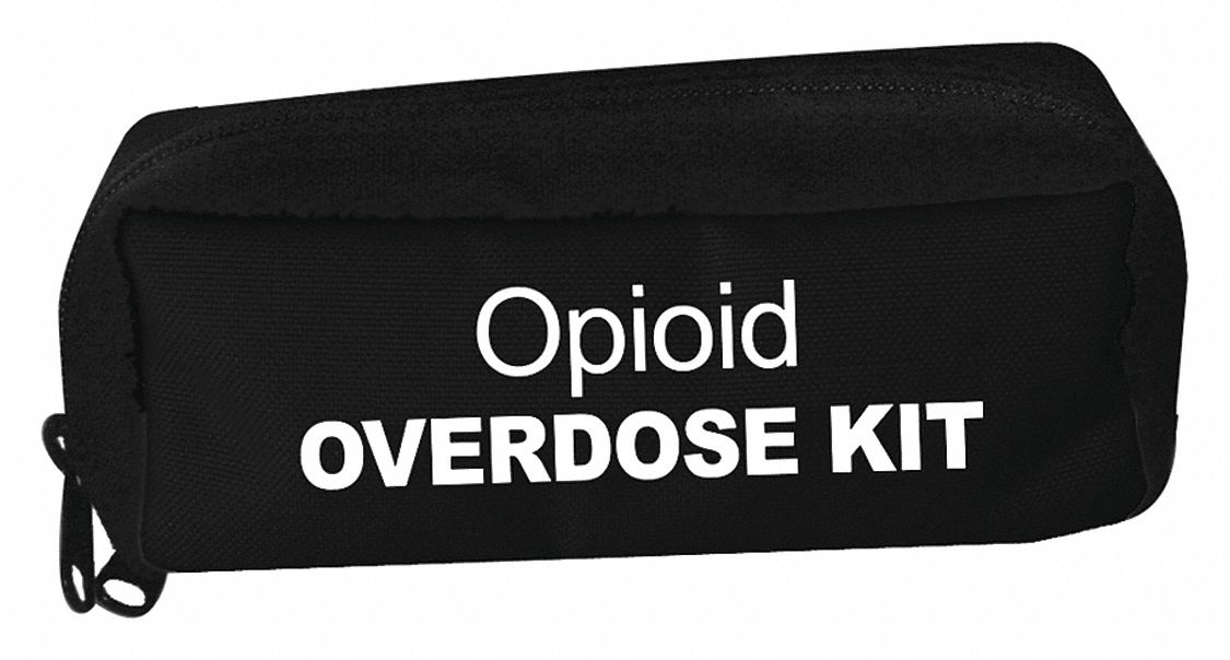 Overdose Bag: 7 1/2 in L x 2 in W x 3 1/2 in H, Nylon, Black, 0-10 in/21-30 in, 0-10 in