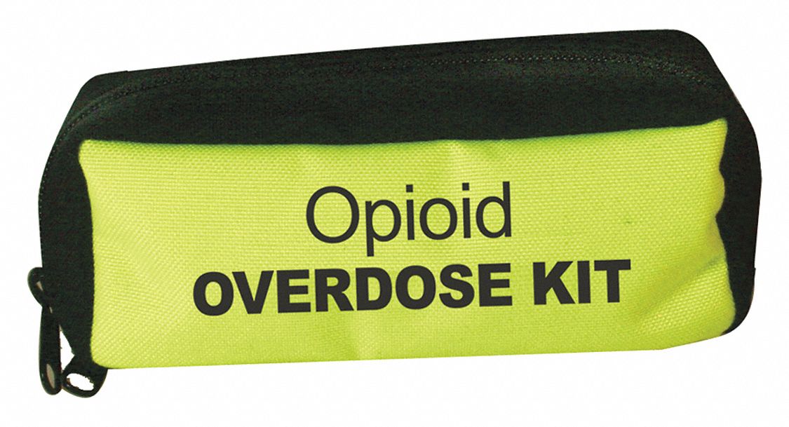 Overdose Bag: 7 1/2 in L x 2 in W x 3 1/2 in H, Nylon, Yellow, 0-10 in/21-30 in, 0-10 in