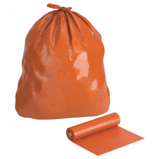 Large 44 Gallon Orange Trash Bags Orange Contractors Bags 37x59 Orange Garbage  Bags