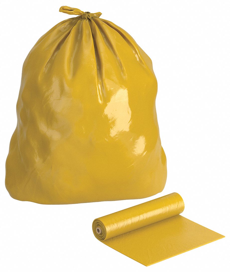 TRASH BAGS,55 GAL.,YELLOW,LLDPE,PK50
