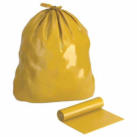 Tough Guy 52WX92 Trash Bag, 55 gal, Yellow, PK75