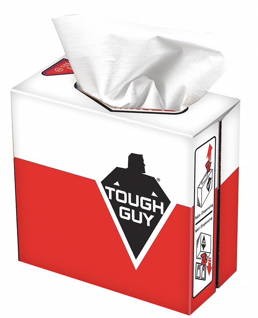 TOUGH GUY Dry Wipe Dispenser Box, Super Heavy Absorbency, Good Wet Strength, Tough Guy G40, 5