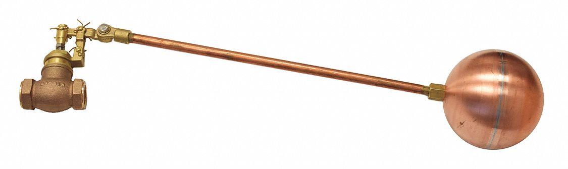 Float Valve Assembly: For Water Media, Straight Valve Body, Cylindrical, Bronze, NPT