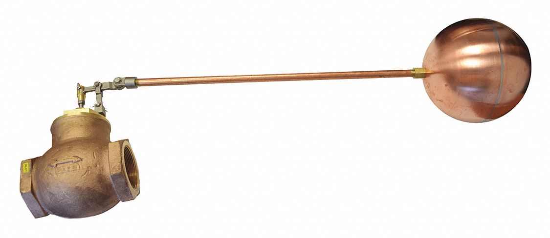 Float Valve Assembly: For Water Media, Straight Valve Body, Cylindrical, Bronze, NPT