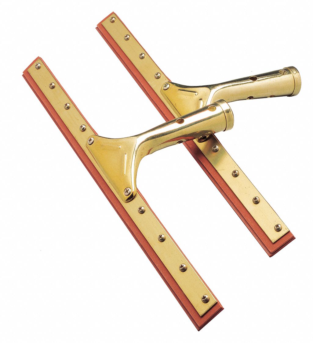 Window Squeegee: Double-Blade, Rubber, Straight, 10 in Blade Wd, Red