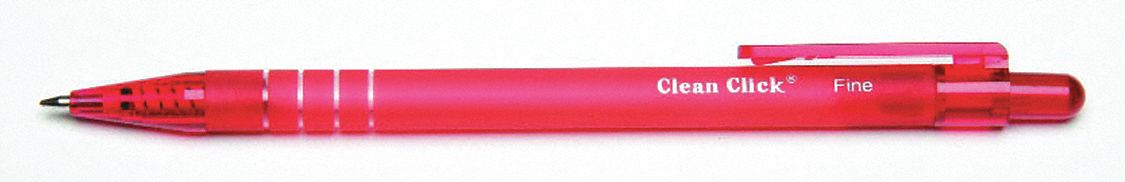 Pen Set: SKILCRAFT® Clean Click™, Red, 0.7 mm, Retractable, Red, Textured Grip, 12 PK