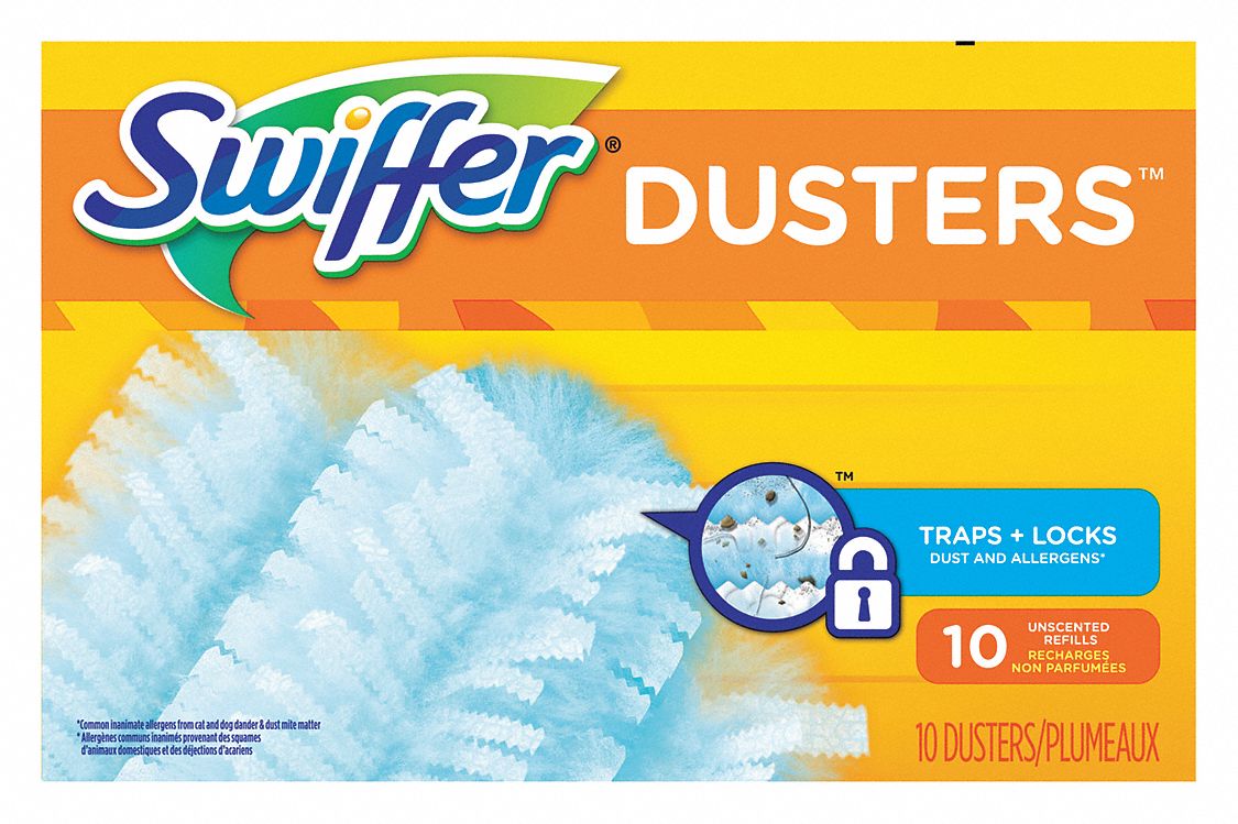 Duster Refill: 7 1/2 in Lg, Microfiber, Blue, 4 PK