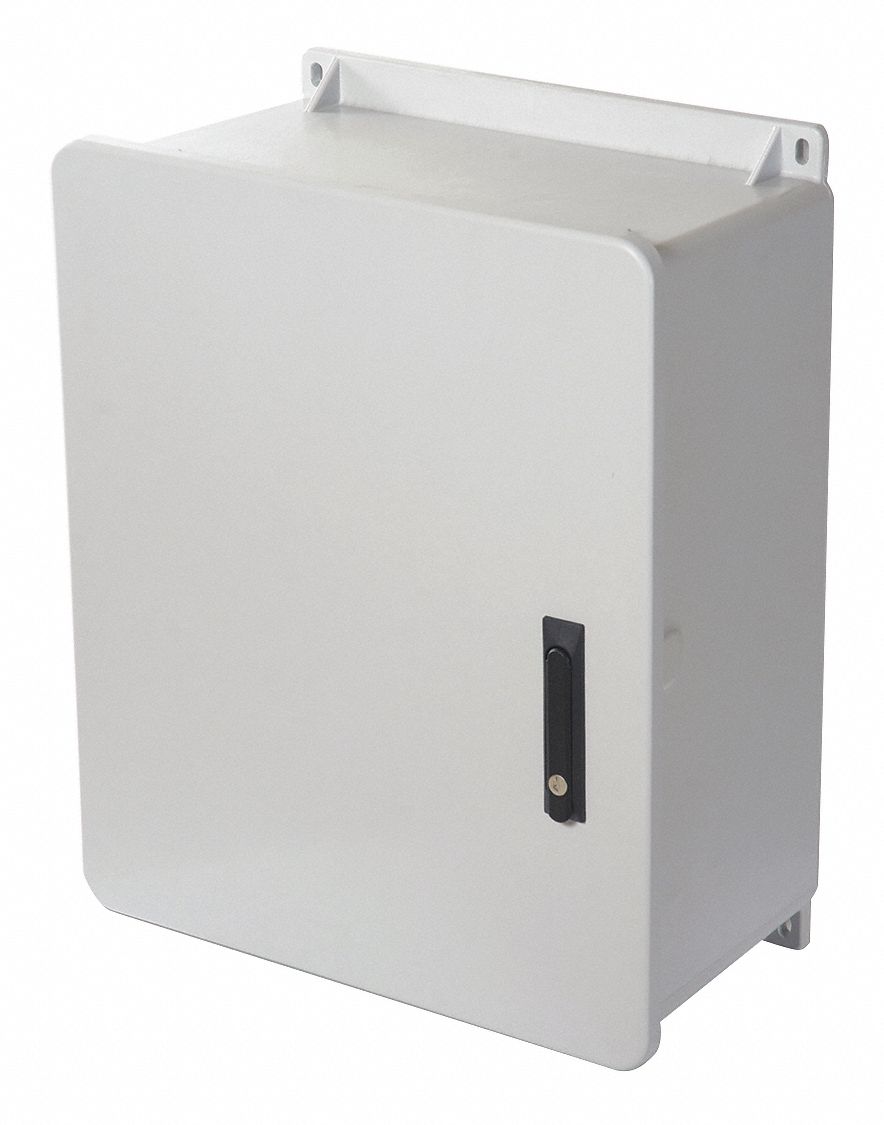 Enclosure: Fiberglass, 20 in x 20 in x 10 in, NEMA 1/12/3R/4X/6P, Hinged, Solid Cover