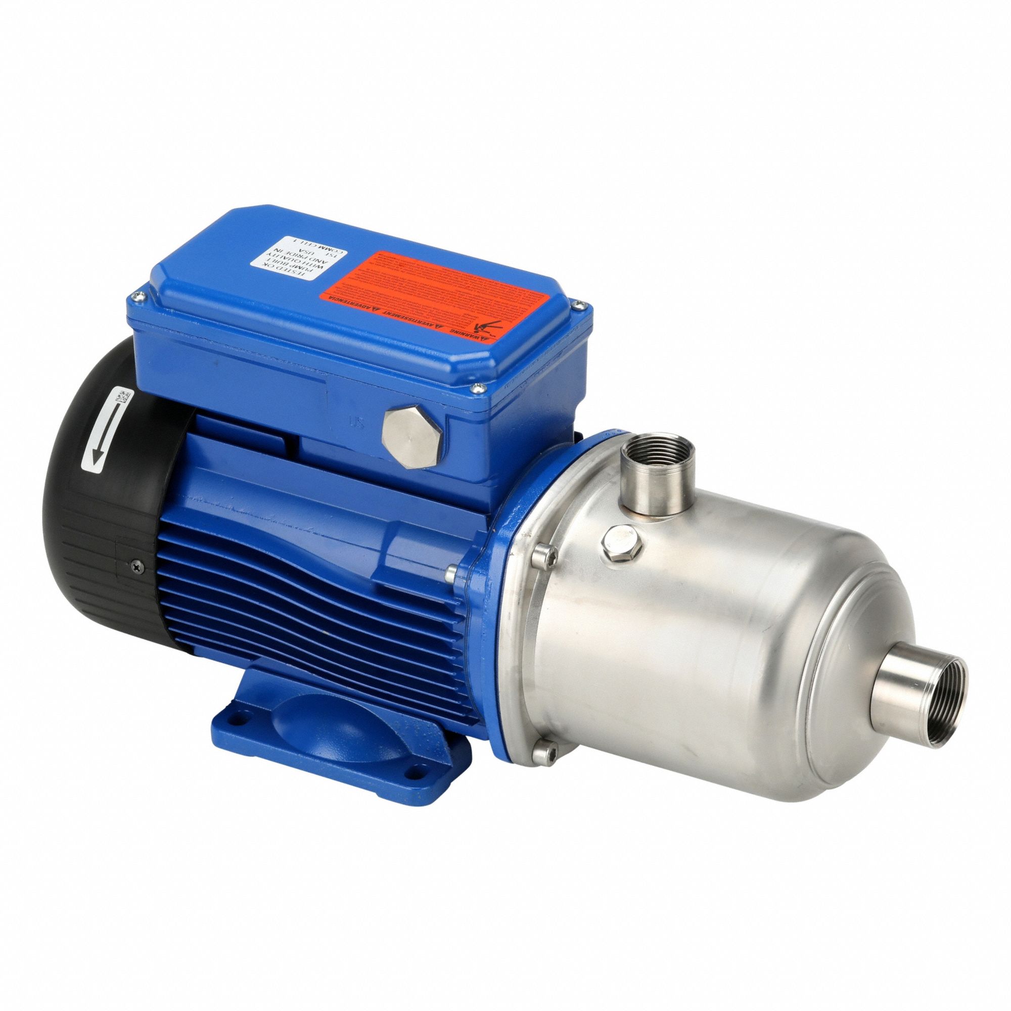 Booster Pump: 2 hp, Three Phase, 208-230/460V AC, 145 psi Shut Off, 182 ft Max. Head, TEFC