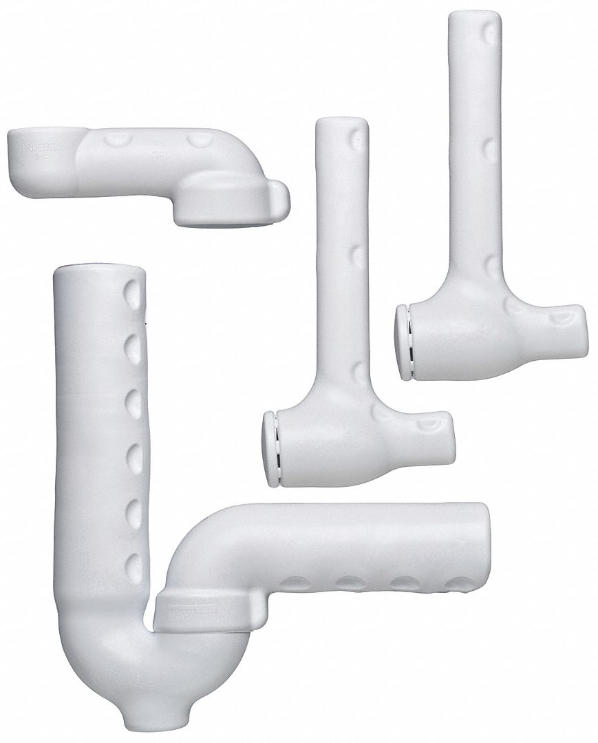 P-Trap Pipe Cover: PVC, White, 1 1/4 in_1 1/2 in Nominal Pipe Size, 1/8 in Nominal Wall