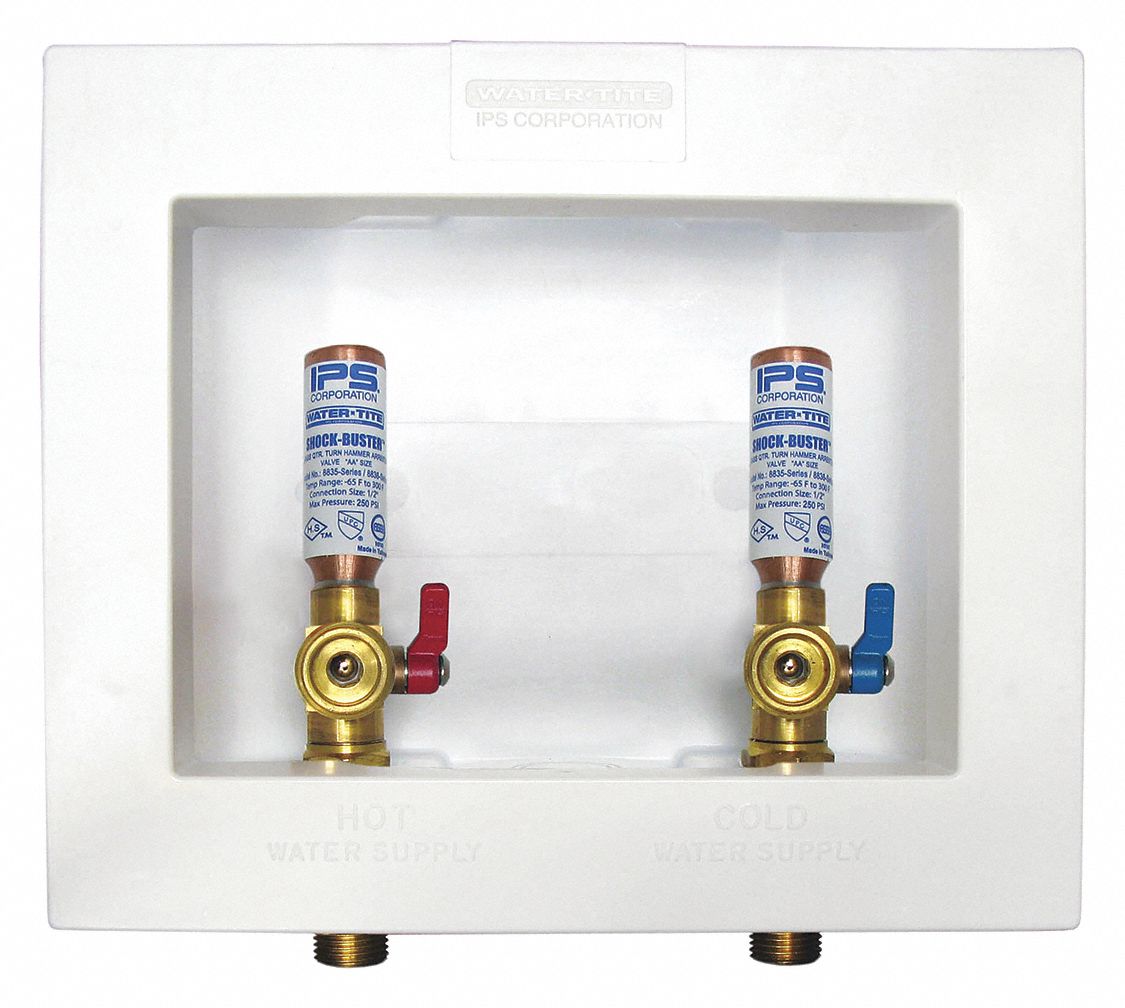 Outlet Box: PEX 1807, 1/4 in Turn, No Drain, 8.25 in Box Wd, 6.13 in Box Ht