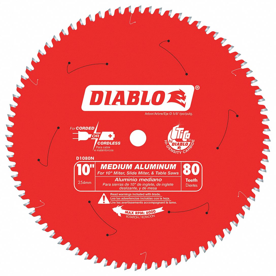 CIRCULAR SAW BLADE, CARBIDE, 10 IN DIA, 80 TEETH, ⅝ IN ARBOUR, 6000 RPM, FOR MITRE/TABLE SAWS