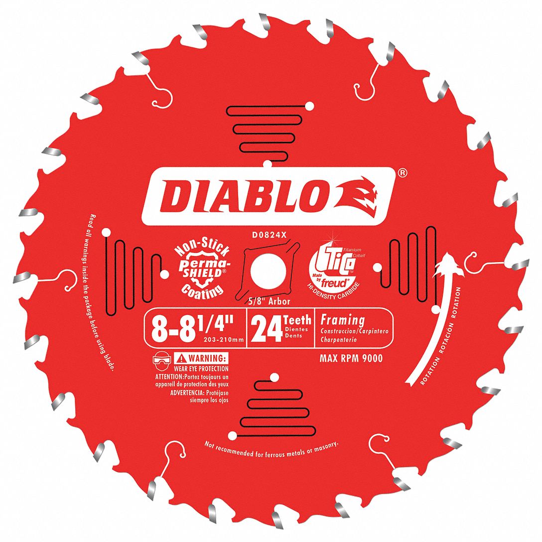 Diablo 8 1 4 In Blade Dia 24 Teeth Circular Saw Blade 52xf71 D0824x Grainger