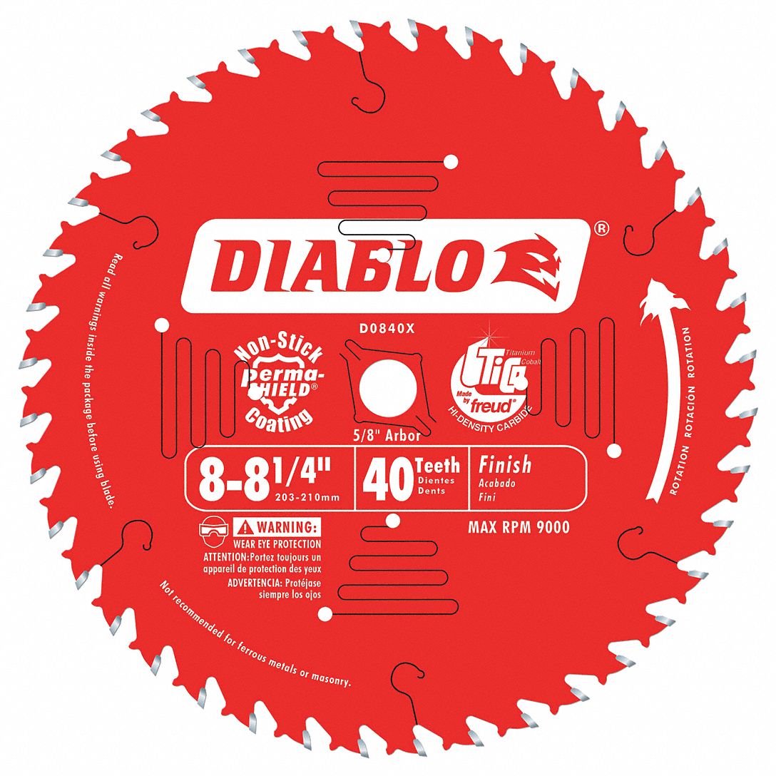 DIABLO, 8 1/4 in Blade Dia., 40 Teeth, Circular Saw Blade 52XF72