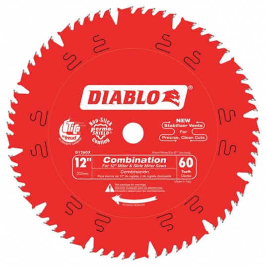 DIABLO, 12 in Blade Dia., 60 Teeth, Circular Saw Blade - 52XF80|D1260X ...