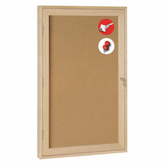 MASTERVISION, Cork, 36 in Wd, Enclosed Bulletin Board - 52XH24 ...